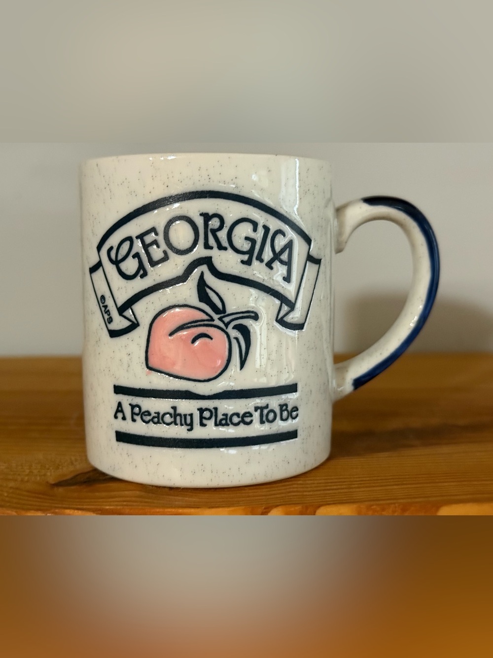Georgia Peach Ceramic Mug - White with Pink Peach Accent